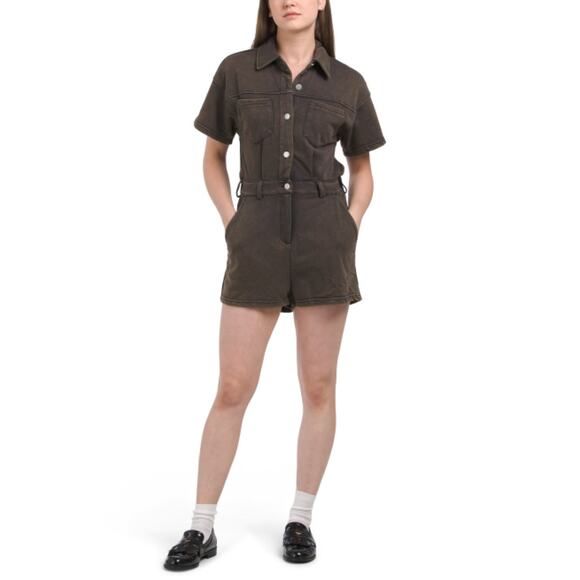 NWT LE LIS Women's Cotton Blend Smocked Waist Short Sleeve Romper - Picture 5 of 7